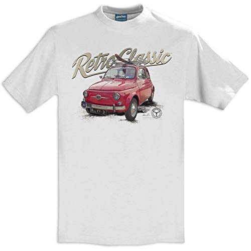 RetroClassic Classic 1965 Fiat 500 Car Herren T-Shirt Gr. L, weiß von RetroClassic