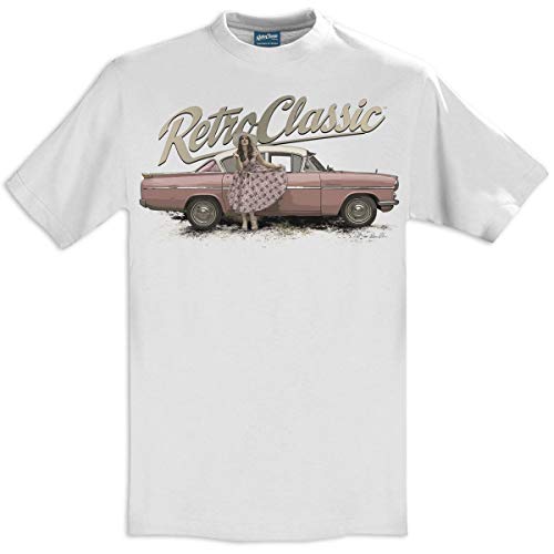 RetroClassic Herren-T-Shirt für Opel Cresta und Pin-up Annie Drew Gr. XXL, weiß von RetroClassic