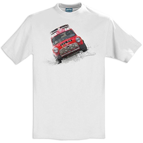 RetroClassic Rally Mini Cooper Classic Sports Car Herren Rundhals T-Shirt Gr. XL, weiß von RetroClassic