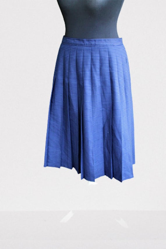 Blauer Vintage Faltenrock Frauen Rock Midi Größe M L 40 von RetroFashionistaShop