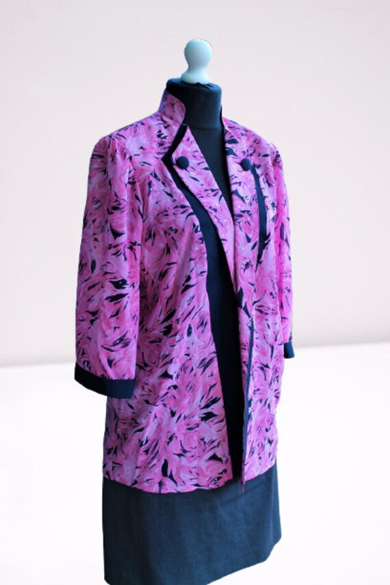Bluse Jacke Pink Blau Vintage 80Er Jahre Damen Lang Shimering Gr. M L Blazer von RetroFashionistaShop