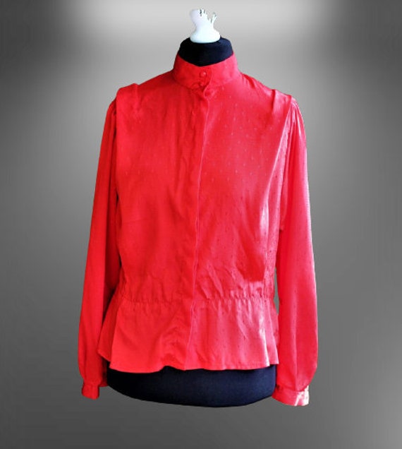 Bluse Rot Vintage 1980Er Jahre Frauen Top Geschenk Für Sie Size M L von RetroFashionistaShop