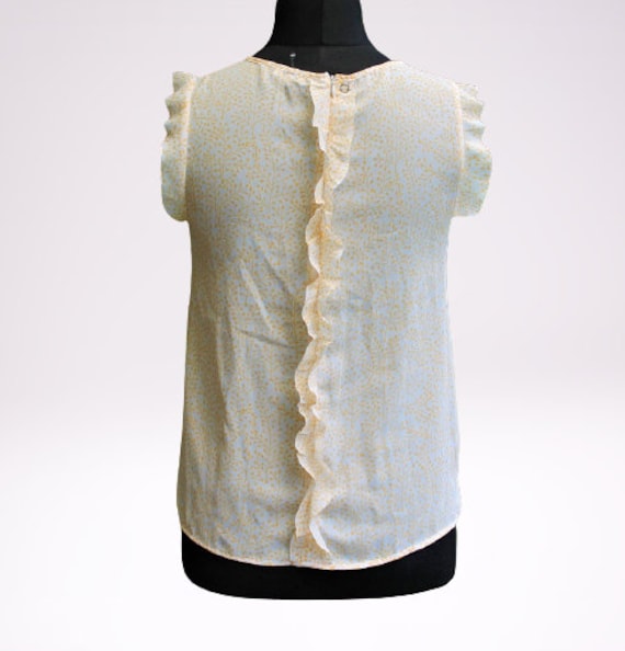 Gelb Weiße Polka Blumenbluse Vintage Frauen Größe 38 M von RetroFashionistaShop