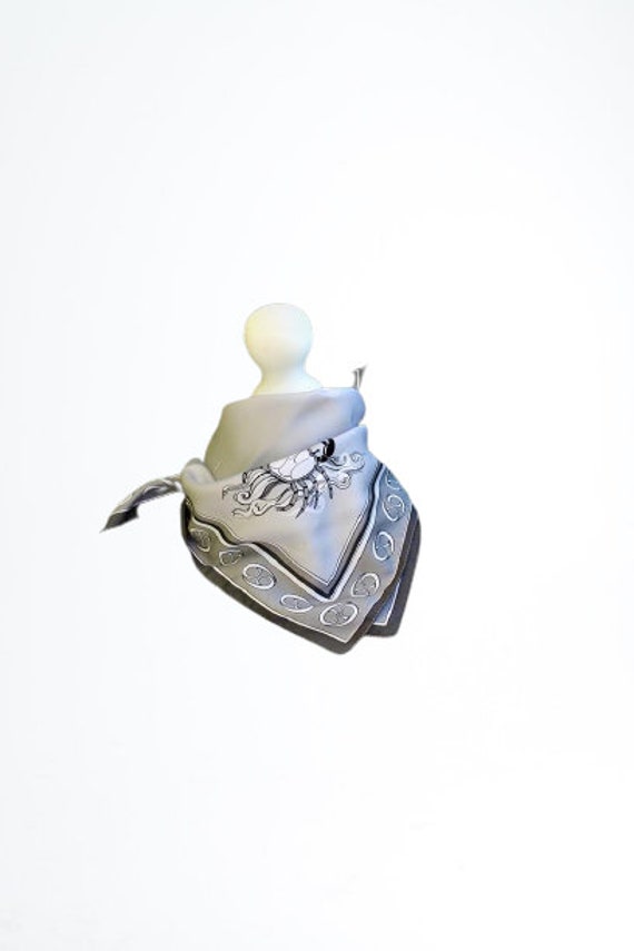 Graues Vintage Halstuch Flusskrebs Krabbe Print Geschenk Für Sie Und Ihn von RetroFashionistaShop