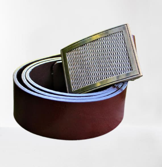 Gürtel Männer Dunkelbraun Echtes Leder Mit Großen Metall Schnalle Made in Italy Hochwertige Vintage 85 cm 33, 46 Zoll Geschenk Für Ihn von RetroFashionistaShop