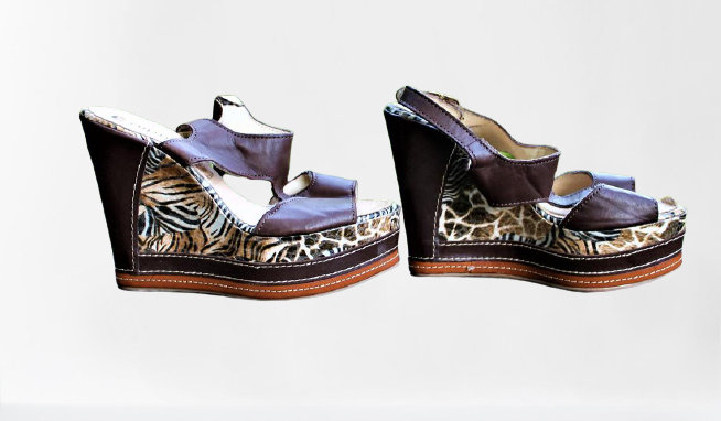 Schuhe Sandalen Extra Hohe Plateau Braun Leder Wild Damen in Italien Größe 38 Eu/ 5Uk/ 7.5Us/ 24, 5 cm/ 9, 65 Zoll von RetroFashionistaShop