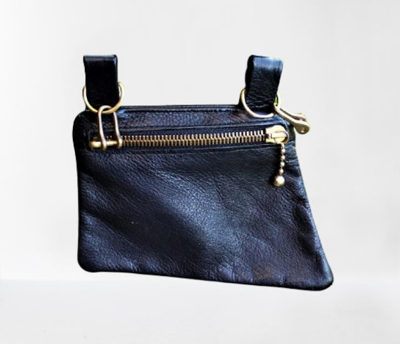 Schwarz Echtes Leder Vintage Geldbörse Münzen Beutel Handgemachte Unisex Geschenk Für Sie Ihn von RetroFashionistaShop