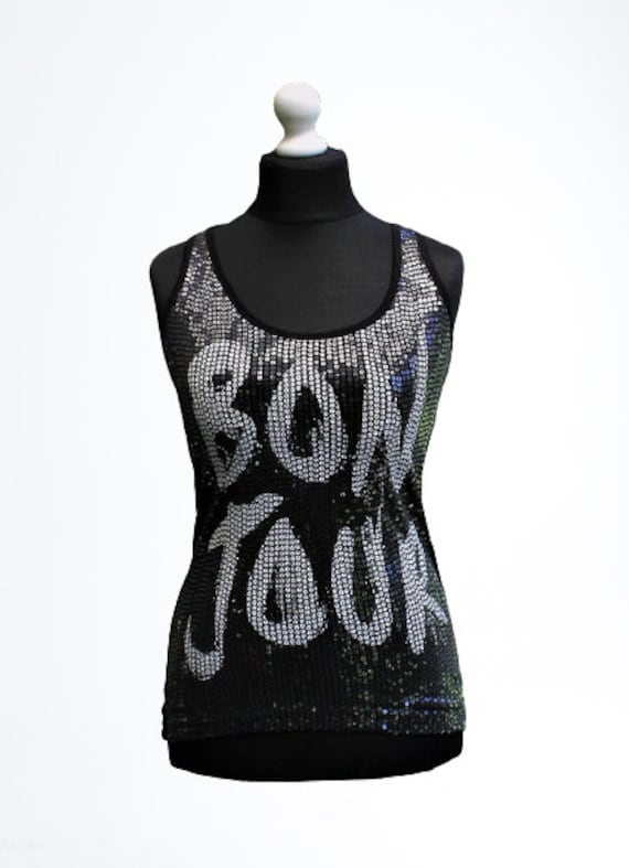 T Shirt Grau Sleevless Schwarz Weiß Frauen Schuppen Top Tees Bon Jour Au Revoir Drucke Größe S M von RetroFashionistaShop