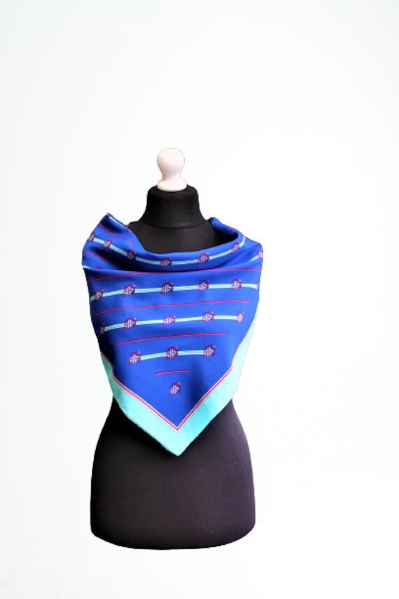 Vintage Blau Grün Schal Gestreift Accessoire Geschenk Für Sie von RetroFashionistaShop