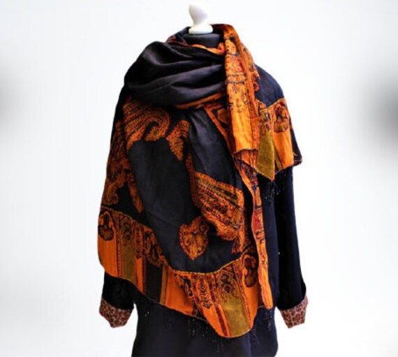 Vintage Schal Braun Schwarz Bronze Damen Vtg von RetroFashionistaShop