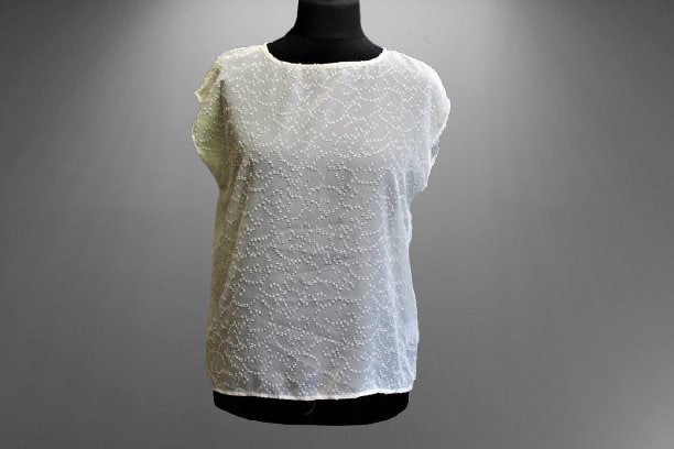 Weiß Transparent Sommer Top Bluse Damen Ärmellos Gr.l 42 von RetroFashionistaShop