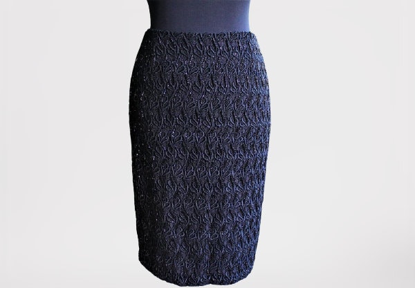 Wunderschöner Schwarzer Rock Vintage Bleistift Abend Gestickte Perlen Frauen Geschenk Für Sie Größe S M von RetroFashionistaShop