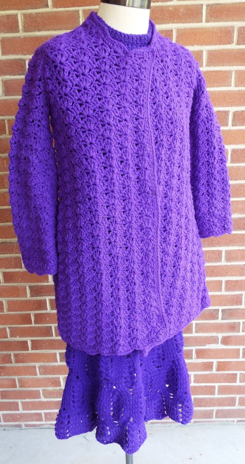 Tolles Vintage Strick Ärmelloses Kleid Und Jacken Set von RetroGetgoVintage