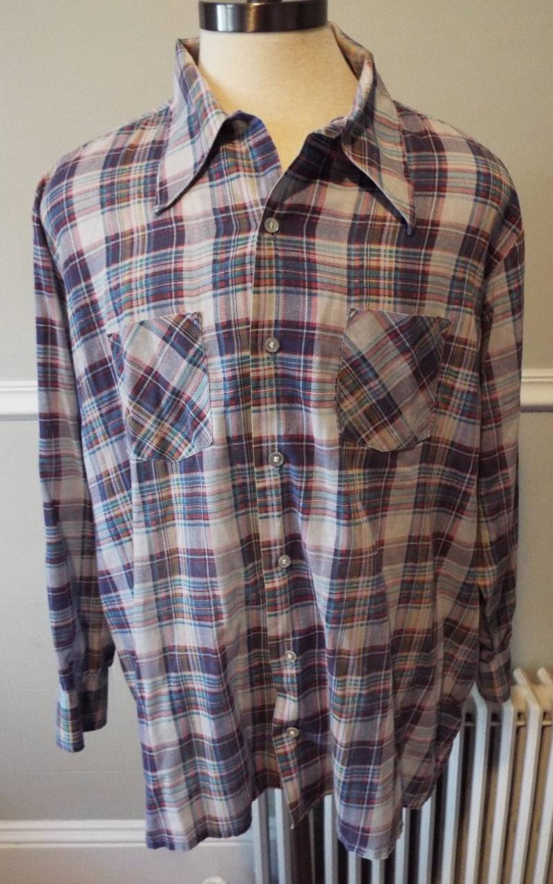 Vintage Langarm Button-Down-Kariertes Hemd Von Alleson von RetroGetgoVintage