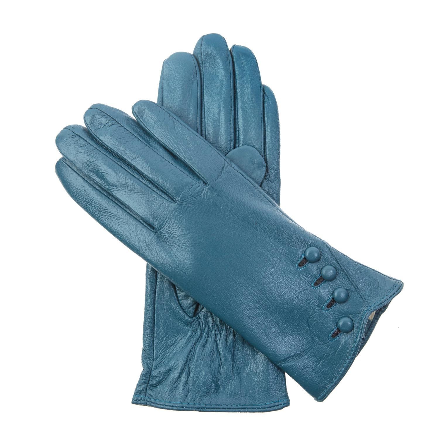 Petrolblaue Lederhandschuhe Mit Knöpfen - Herzogin, Farbe Petrol-Türkis von RetroGloves