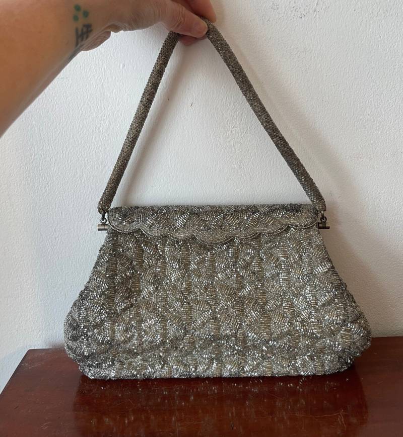 Verkauf 1940Er Jahre Hand Perlen Geldbörse Made in Hong Kong Handtasche Clutch Museum Qualität Hochzeitsfoto Prop Kostüm-Design Hochzeitsgeschenk von RetroLoveByDanyelle