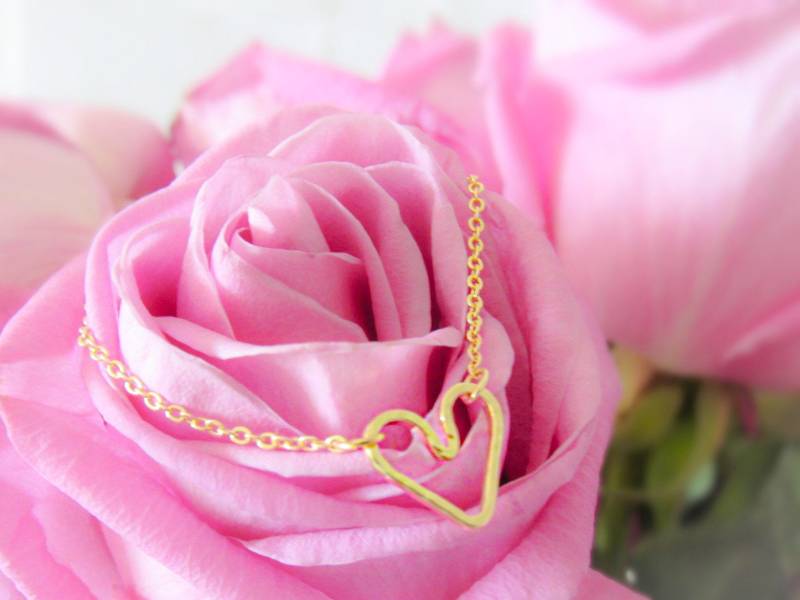 Gold Herz Charm Halskette Und Armband Passendes Set Zierliche Filled Gold Herz Charm Halskette Und Armband Passendes Set Zierliche Filled von RetroMoonJewels