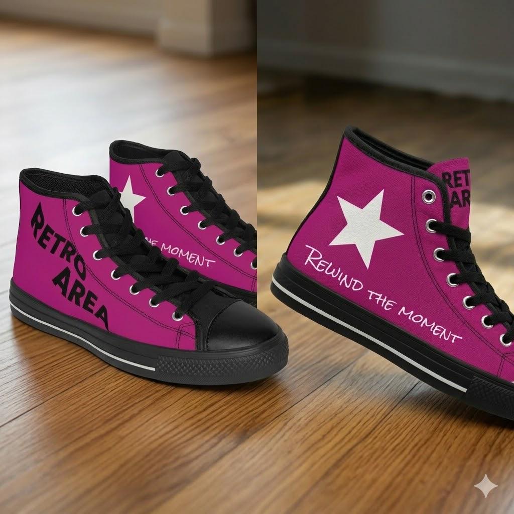 Retro Magenta High Top Sneaker Stern Rewind Moment von RetroRebootDesign