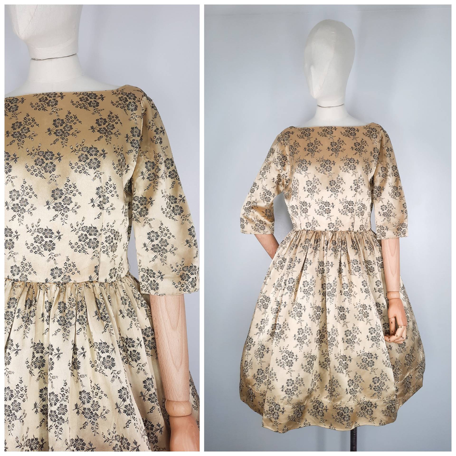 Vintage 50Er Jahre Brokat Gold & Schwarz Blumen Cocktailkleid Gr Xs 1950Er Vintage 50Er Jahre Brokat Gold & Schwarz Blumen Cocktailkleid Gr Xs 1950Er von RetroRouteVintage