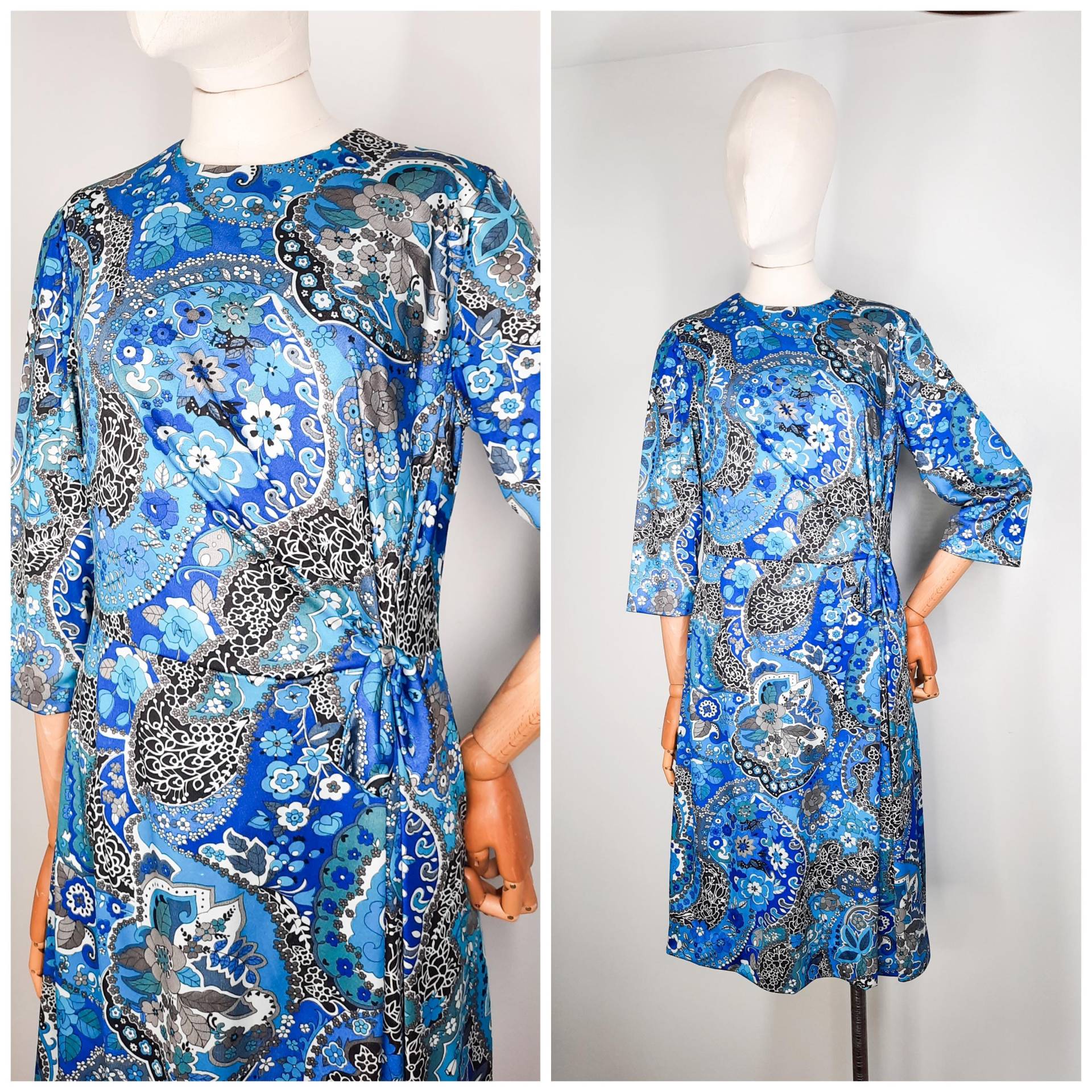 Vintage 60's Paisley Print 3/4 Ärmel Kleid Blau Gr Sz 1960S Vintage 60's Paisley Print 3/4 Ärmel Kleid Blau Gr Sz 1960S von RetroRouteVintage