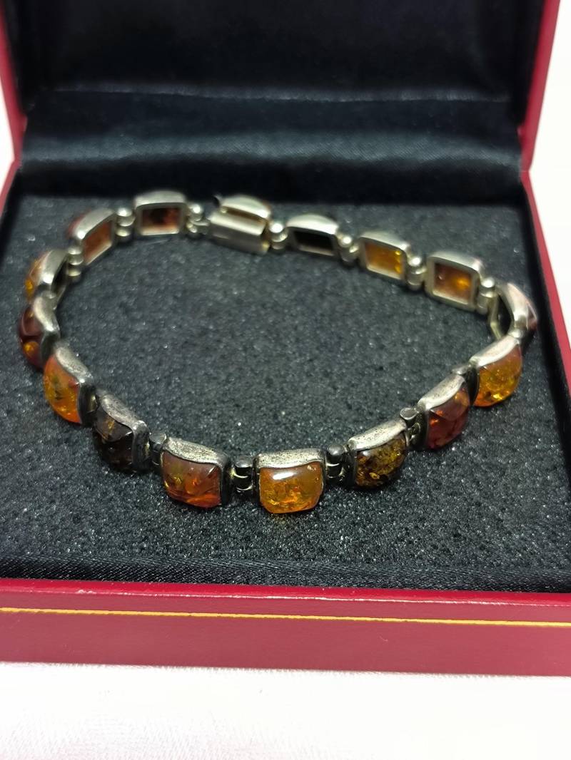 Modernist Armband Mit Verschiedenfarbigem Bernstein in 925Er Silber von RetroeckeBerlin