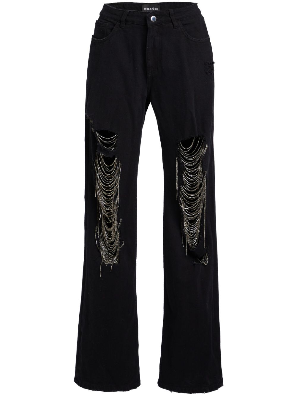 Retrofete Marlowe Straight-Leg-Jeans mit Strass - Schwarz von Retrofete