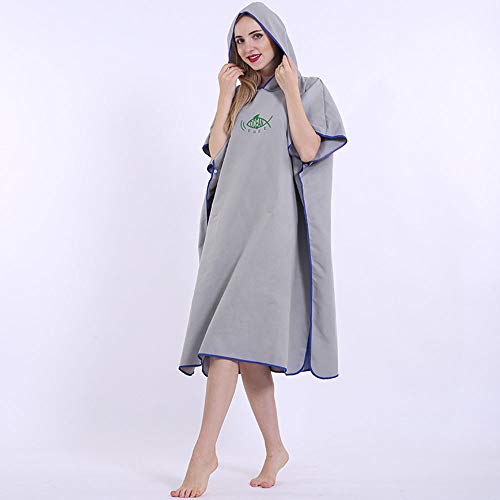 Retrok Surf Poncho Mikrofaser übergroß, 110x90cm Schnelltrocknend Ultraleicht Badeponcho Damen Herren mit Kapuze, Umziehhilfe Strand Für Erwachsene Jugendliche Handtuch Maschinenwaschbar (Grau) von Retrok