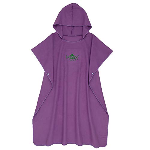 Retrok Surf Poncho Mikrofaser übergroß, 110x90cm Schnelltrocknend Ultraleicht Badeponcho Unisex mit Kapuze, Umziehhilfe Strand Für Erwachsene Jugendliche Handtuch Poncho Maschinenwaschbar(Violett) von Retrok