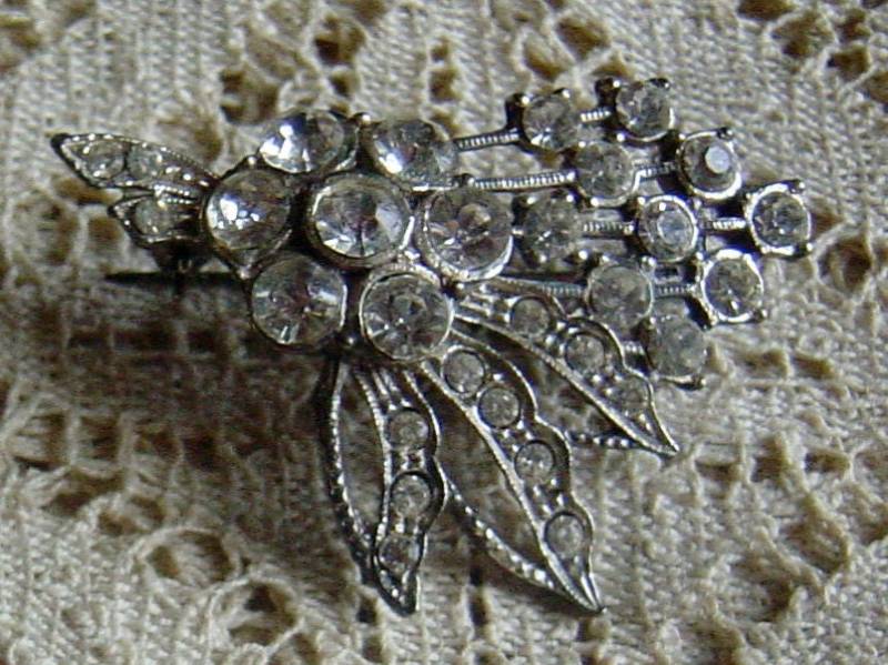 1940Er Jahre Strass Brosche Vintage Blütenspray Hochzeit Braut Anstecknadel von Retromagination