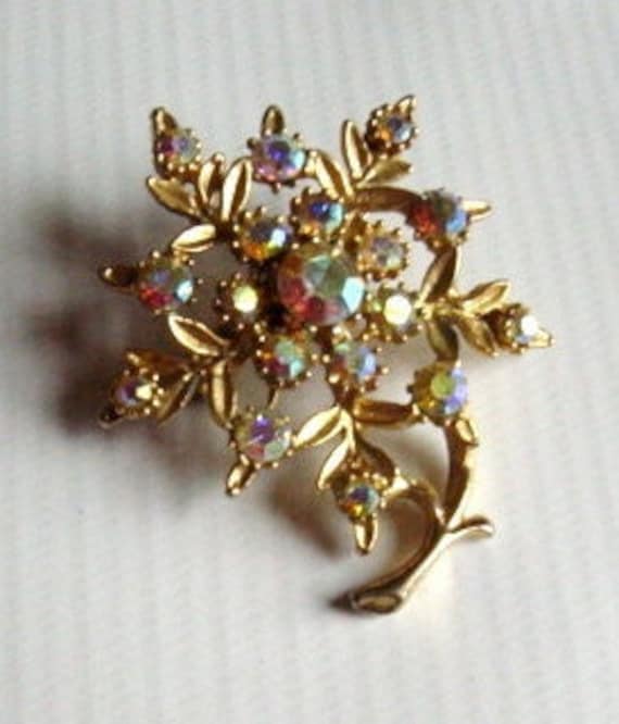 Vintage 1950Er Jahre Blumen Anstecknadel Ab Mid Century Brosche von Retromagination