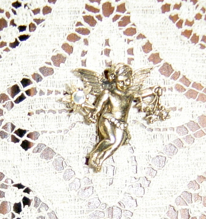 Vintage Engel Putten Amor Celestial Brosche von Retromagination