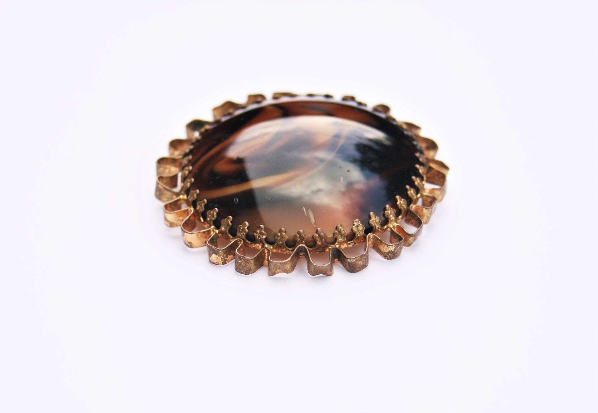 1960S Vintage Porphyr Glas Brosche Goldfarbener Statement Schmuck 1960S Vintage Porphyr Glas Brosche Goldfarbener Statement Schmuck von RetroroxJewellery