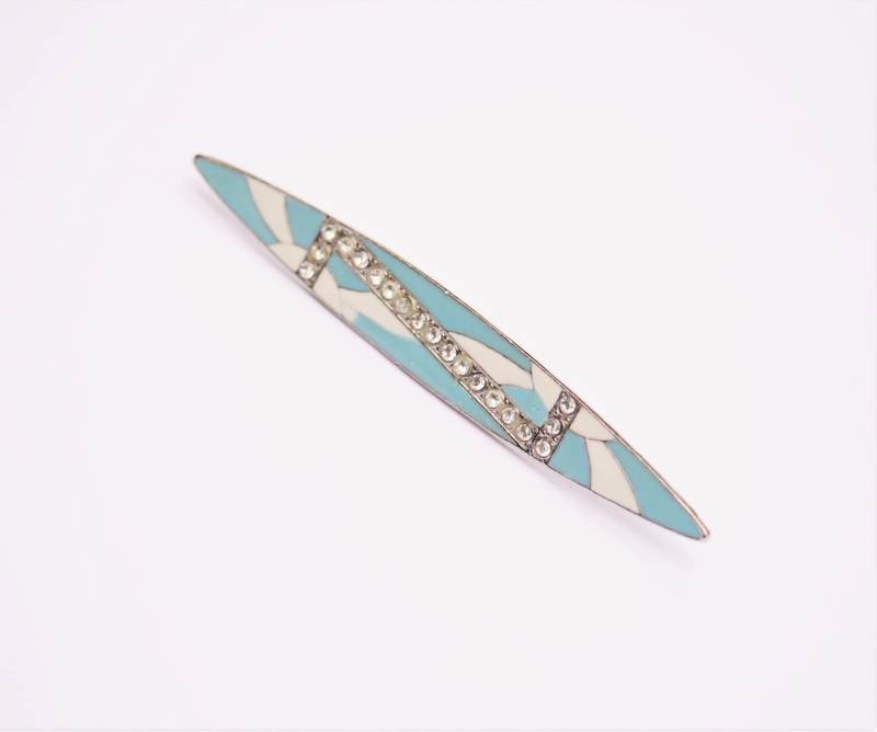 Art Deco Brosche Vintage Pastel Blaue Emaille Mit Swarovski Kristallen Art Deco Brosche Vintage Pastel Blaue Emaille Mit Swarovski Kristallen von RetroroxJewellery