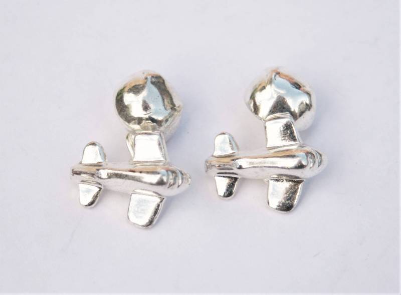 Versilberte Flugzeug Manschettenknöpfe Vintage Schmuck, Made in Uk von RetroroxJewellery