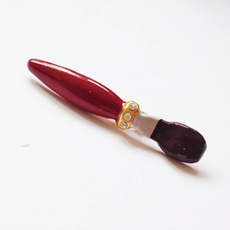 Vintage Emaille Pinsel Brosche 70S Retro Künstler Anstecker von RetroroxJewellery