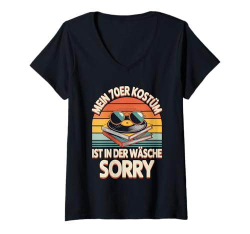 Damen Mein 70er Kostüm Ist In Der Wäsche Sorry T-Shirt mit V-Ausschnitt Damen Mein 70er Kostüm Ist In Der Wäsche Sorry T-Shirt mit V-Ausschnitt von Retrospektive Siebziger Jahre Humor Witz