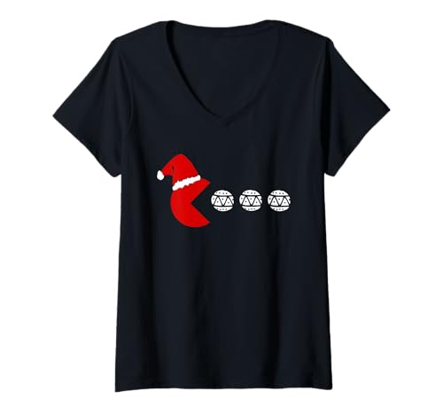 Damen Lustiger Gamer-Weihnachts-Arcade-Santa Stil T-Shirt mit V-Ausschnitt Damen Lustiger Gamer-Weihnachts-Arcade-Santa Stil T-Shirt mit V-Ausschnitt von Retrostil für Spieler und Weihnachtsnerds