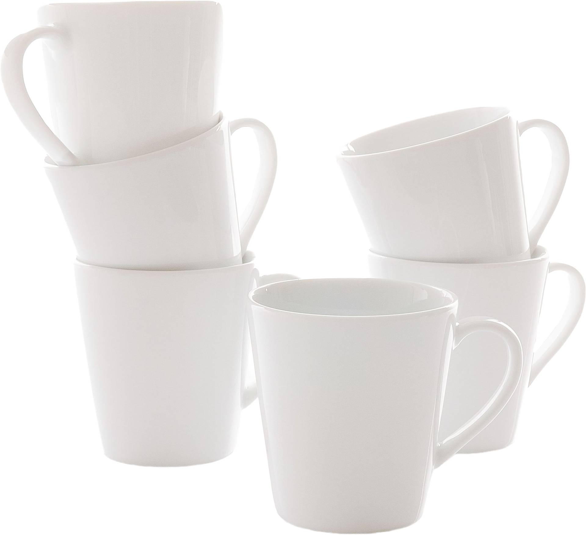 Retsch Arzberg Becher "Kaffee-/Henkelbecher HEIKE WEISS 250 ml, konisch, Set 6-tlg. Porzellan" Klassisches Henkelbecher Set für 6 Personen, zeitlos & chic von Retsch Arzberg