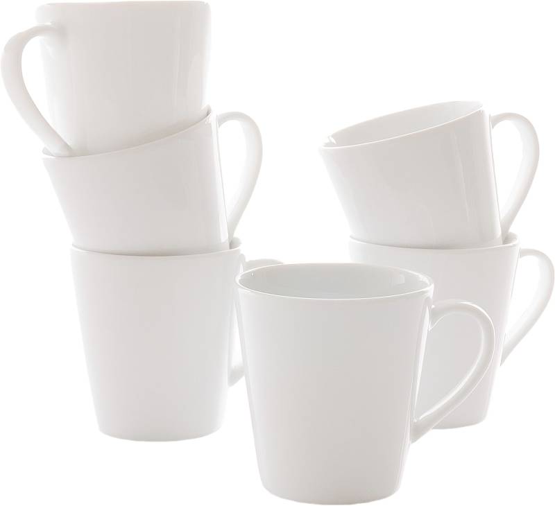 Retsch Arzberg Becher "Kaffee-/Henkelbecher HEIKE WEISS 250 ml, konisch, Set 6-tlg. Porzellan" Klassisches Henkelbecher Set für 6 Personen, zeitlos & chic von Retsch Arzberg