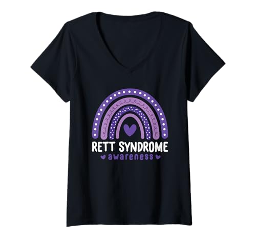 Damen Rett-Syndrom Awareness Purple Rainbow Support T-Shirt mit V-Ausschnitt Damen Rett-Syndrom Awareness Purple Rainbow Support T-Shirt mit V-Ausschnitt von Rett Syndrome Awareness Designs
