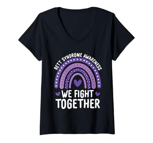 Damen We Fight Together Rett-Syndrom Bewusstseinsunterstützung T-Shirt mit V-Ausschnitt Damen We Fight Together Rett-Syndrom Bewusstseinsunterstützung T-Shirt mit V-Ausschnitt von Rett Syndrome Awareness Designs