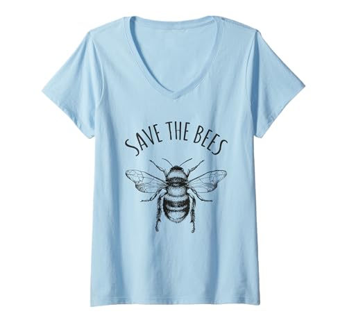 Damen Rettet die Bienen Tag der Erde Rettet unseren Planete T-Shirt mit V-Ausschnitt von Rettet die Bienen Tees Co.