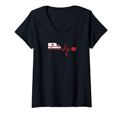Damen Rettungsdienst Fahrer EKG | Sanitäter T-Shirt mit V-Ausschnitt Damen Rettungsdienst Fahrer EKG | Sanitäter T-Shirt mit V-Ausschnitt von Rettungsfahrer Sanitäter