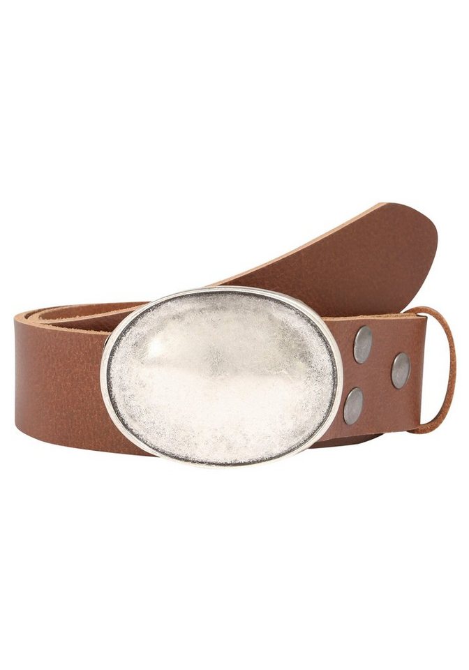 Rettungsring Gürtel Ledergürtel mit austauschbarer Schließe »Oval Gewölbt Silber« von Rettungsring Gürtel