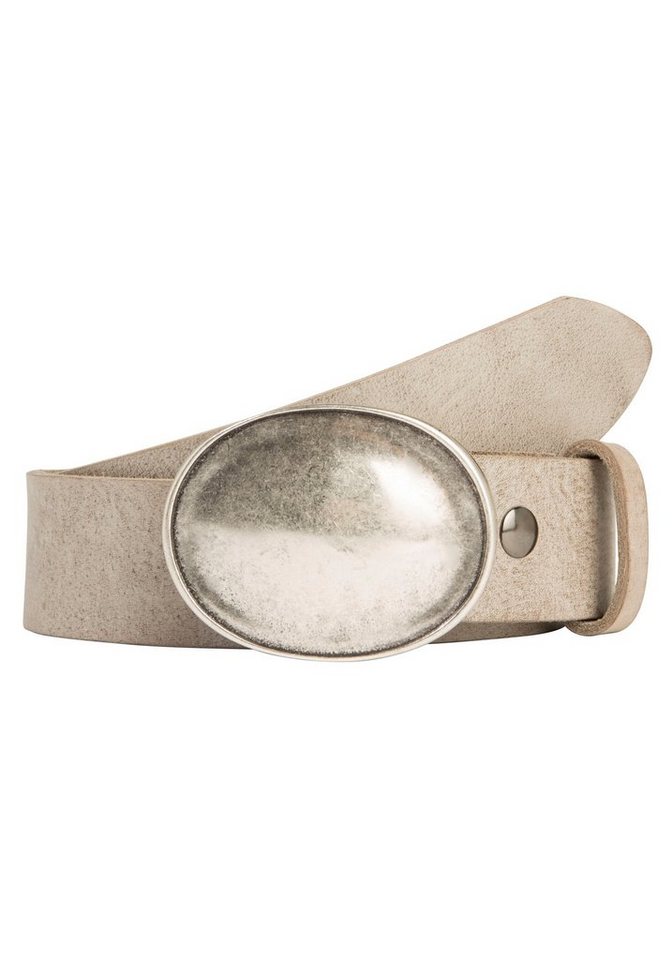 Rettungsring Gürtel Ledergürtel mit austauschbarer Schließe »Oval Gewölbt Silber« von Rettungsring Gürtel