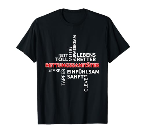 Rettungssanitäter T-Shirt, Schwarz, S, Klassische Passform, Halbarm, Crew-Kragen, Einzigartiges Rettungssanitäter Design, Klassisch, Herren, Alle Rettungssanitäter T-Shirt, Schwarz, S, Klassische Passform, Halbarm, Crew-Kragen, Einzigartiges Rettungssanitäter Design, Klassisch, Herren, Alle von Rettungssanitäter