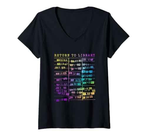 Damen Return To Library Kartenbuch Fälligkeitsdatum Buchish Rainbow Reading T-Shirt mit V-Ausschnitt Damen Return To Library Kartenbuch Fälligkeitsdatum Buchish Rainbow Reading T-Shirt mit V-Ausschnitt von Return To Library Card Book Due Date Bookish