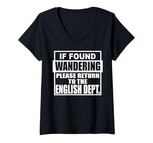 Damen Wenn Sie Sich Fragen, kehren Sie Bitte zur englischen Abteilung zurück T-Shirt mit V-Ausschnitt von Return To The Teacher & Funny Student Shopp