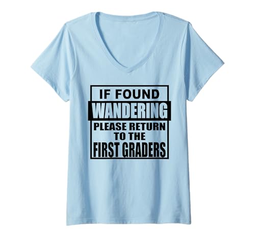 Damen Wenn Sie sich fragen, kehren Sie bitte zu den ersten Klasse 1. 1 zurück T-Shirt mit V-Ausschnitt Damen Wenn Sie sich fragen, kehren Sie bitte zu den ersten Klasse 1. 1 zurück T-Shirt mit V-Ausschnitt von Return To The Teacher & Funny Student Shopp