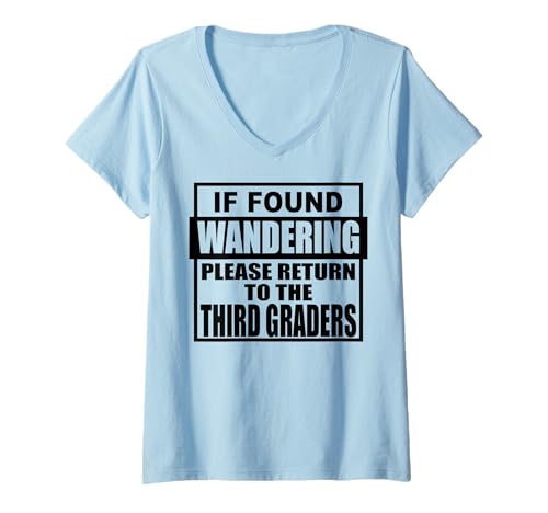 Damen Wenn Sie sich fragen, kehren Sie bitte zur dritten Klasse 3. 3 zurück T-Shirt mit V-Ausschnitt von Return To The Teacher & Funny Student Shopp